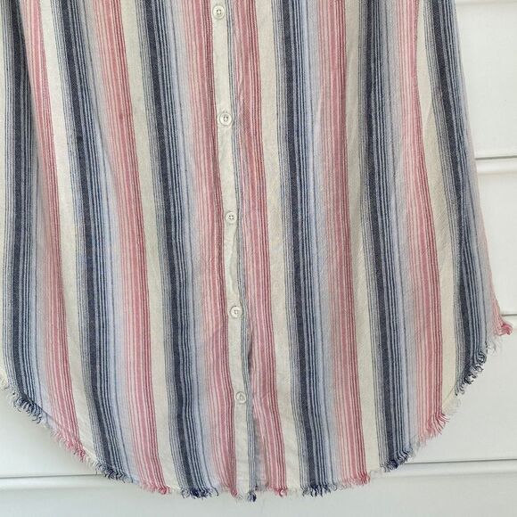 Cloth & Stone Sunburst Stripe Button Back Raw Hem‎ Dress Cover-Up S - Picture 12 of 15